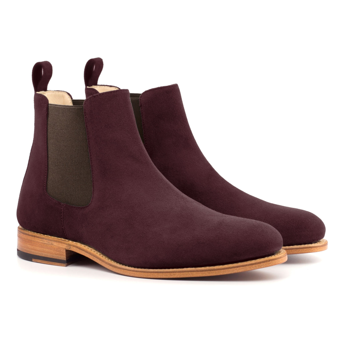 Chelsea Boots en daim bordeaux – vue 1