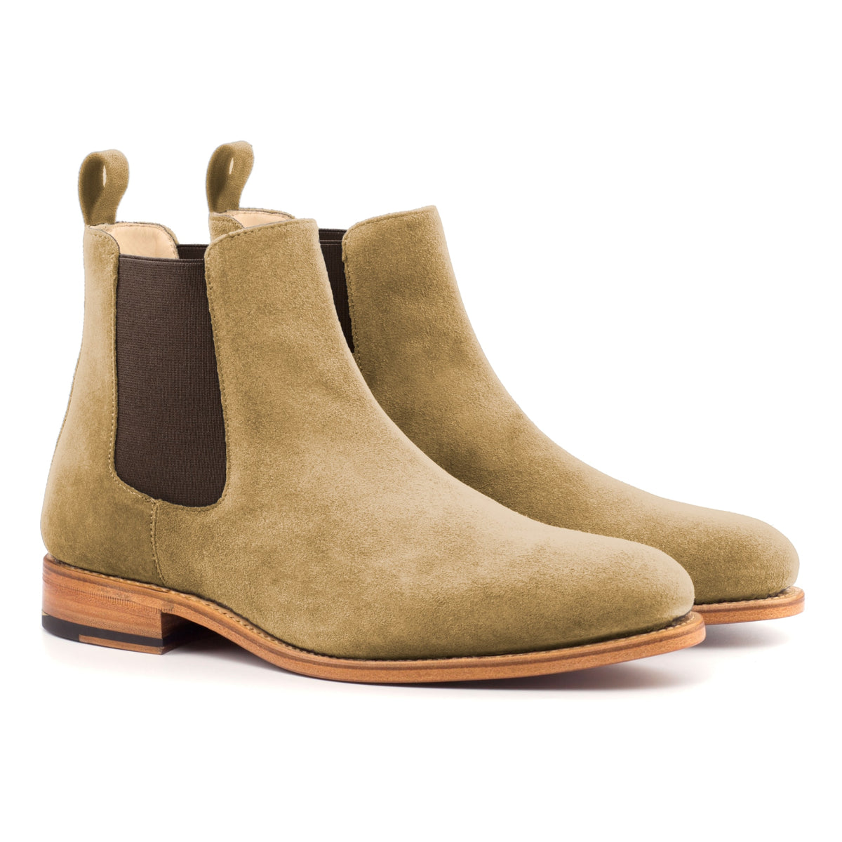 Chelsea Boots en daim camel – vue 1
