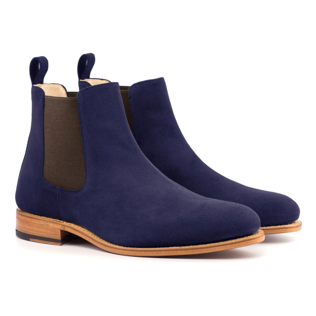 Chelsea Boots en daim de chevreau bleu marine – vue 1