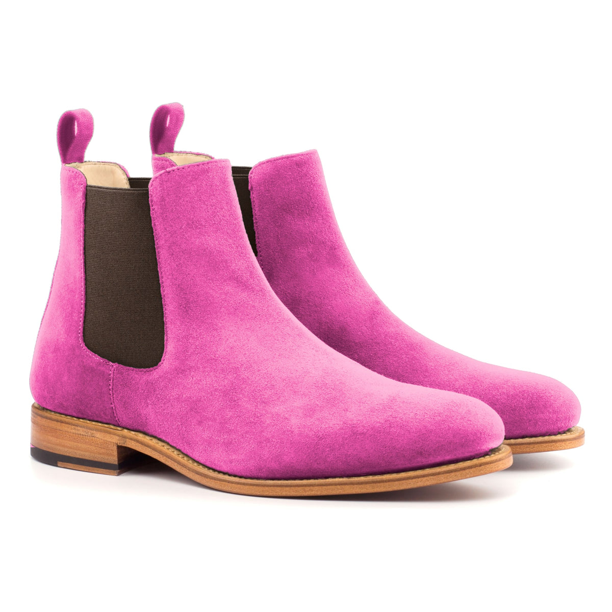 Chelsea Boots en daim de chevreau fuchsia – vue 1