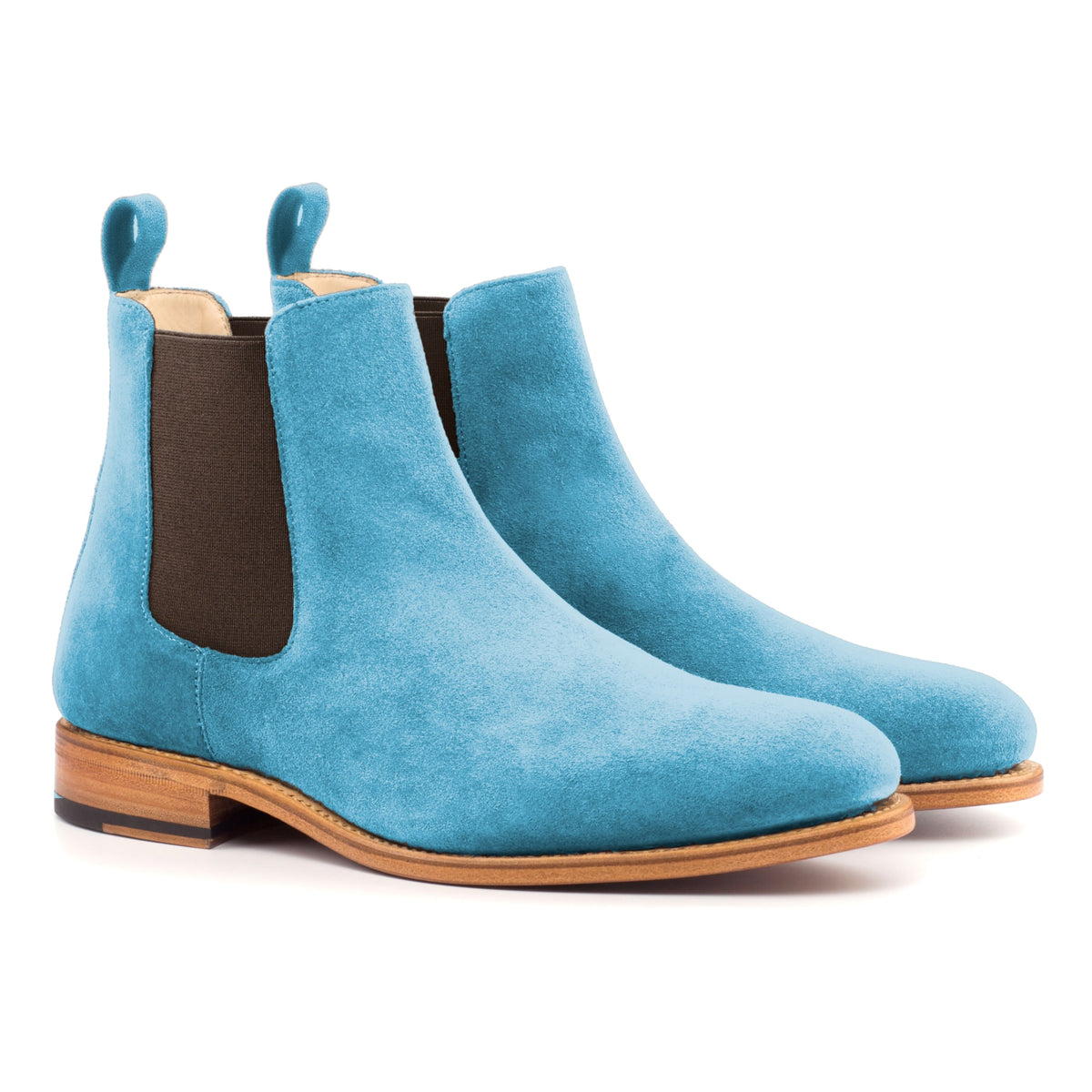 Chelsea Boots en daim de chevreau turquoise – vue 1