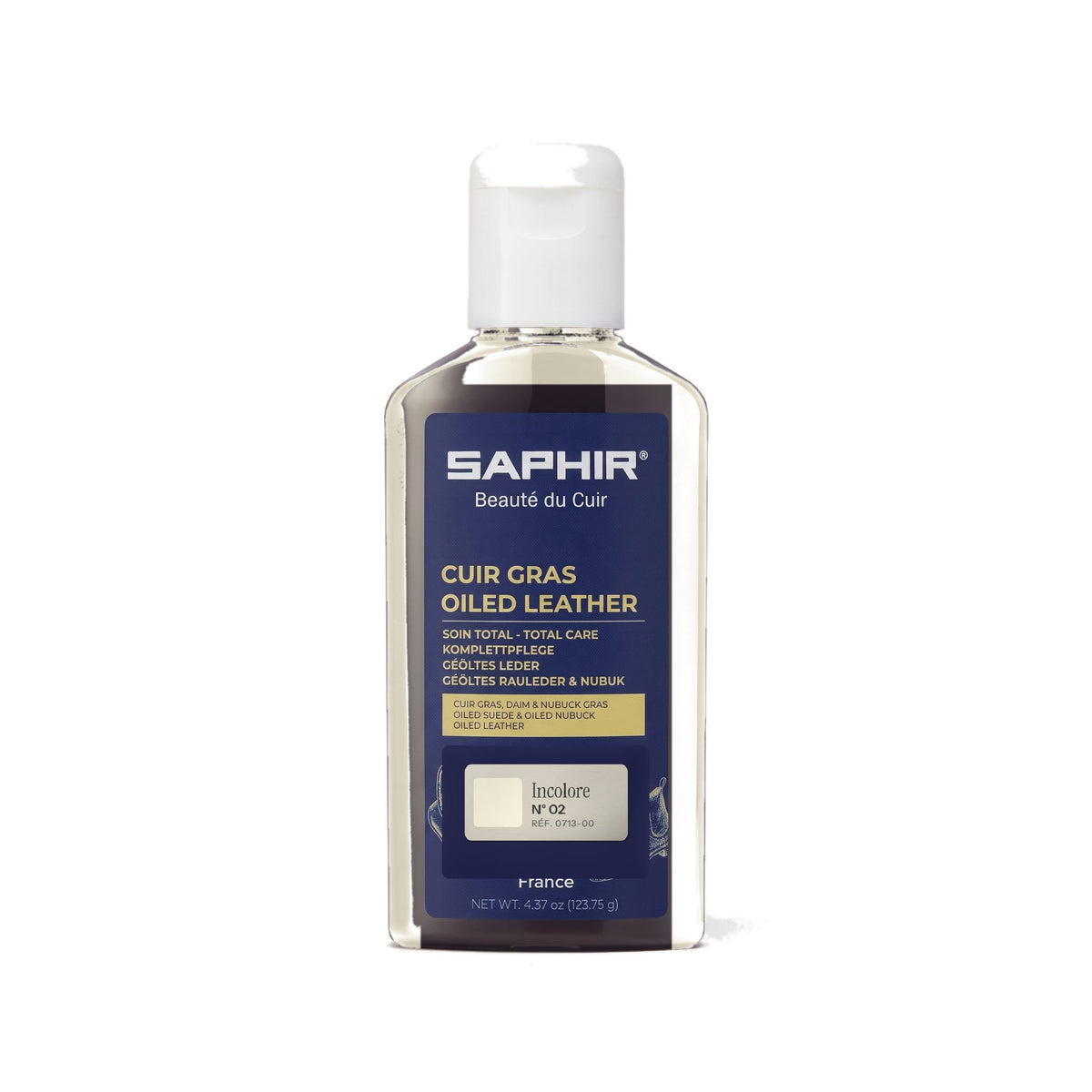 Crème Cuirs Gras Saphir Incolore, flacon de 125 ml