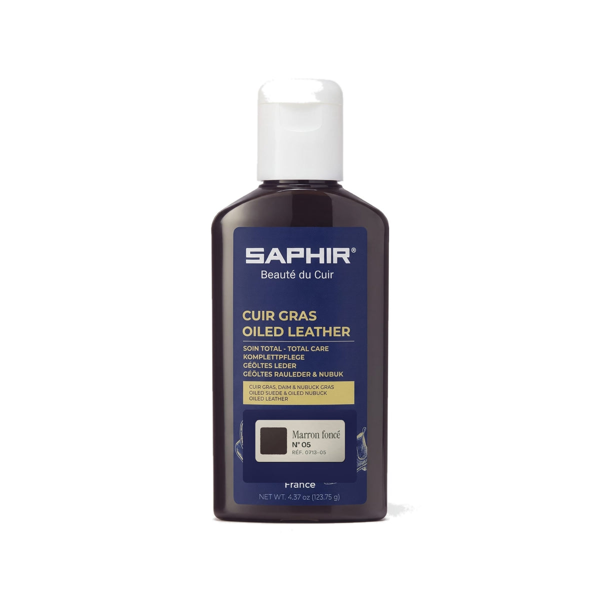 Crème Cuirs Gras Saphir Marron foncé, flacon de 125 ml
