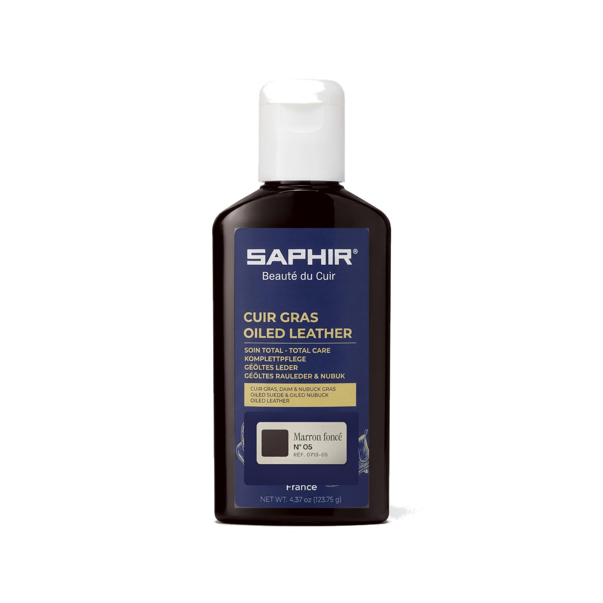 Crème Cuirs Gras Saphir Marron foncé, flacon de 125 ml