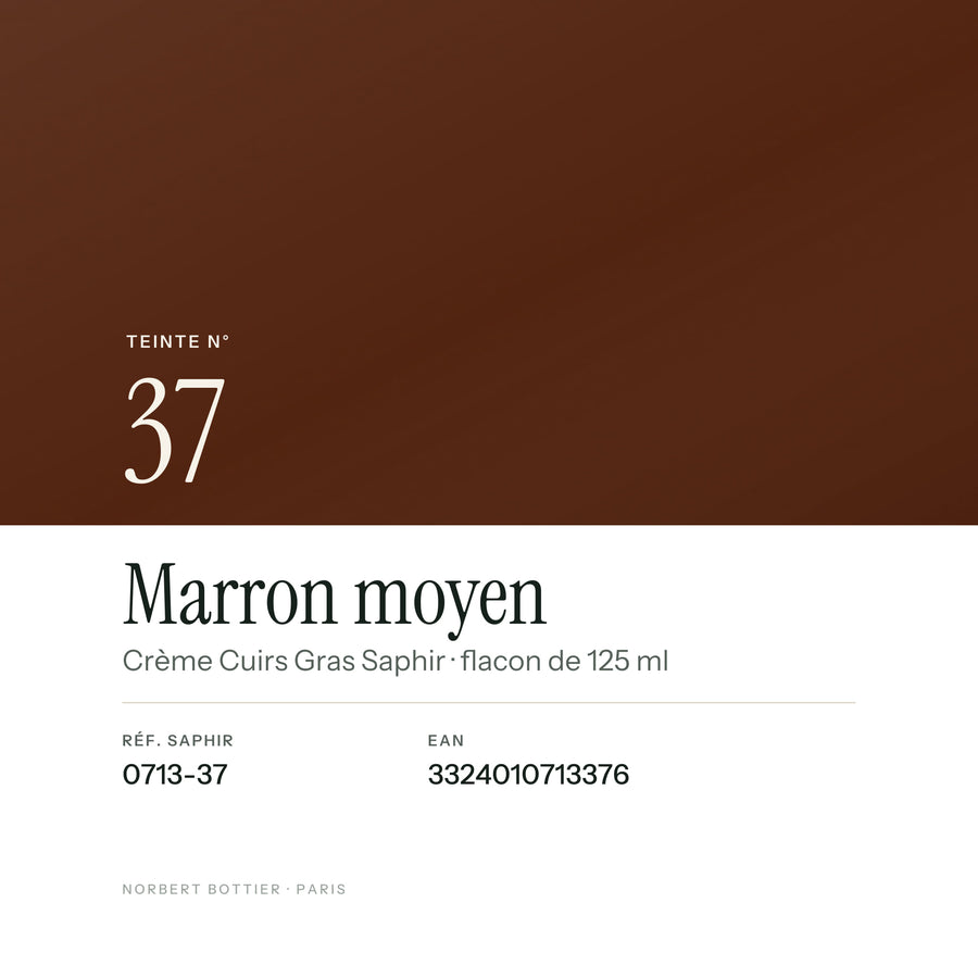 Teinte Marron moyen n° 37 de la Crème Cuirs Gras Saphir, réf. 0713-37, EAN 3324010713376