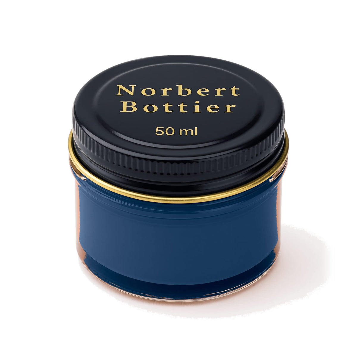 Crème de cirage bleu marine Norbert Bottier, pot en verre de 50 ml