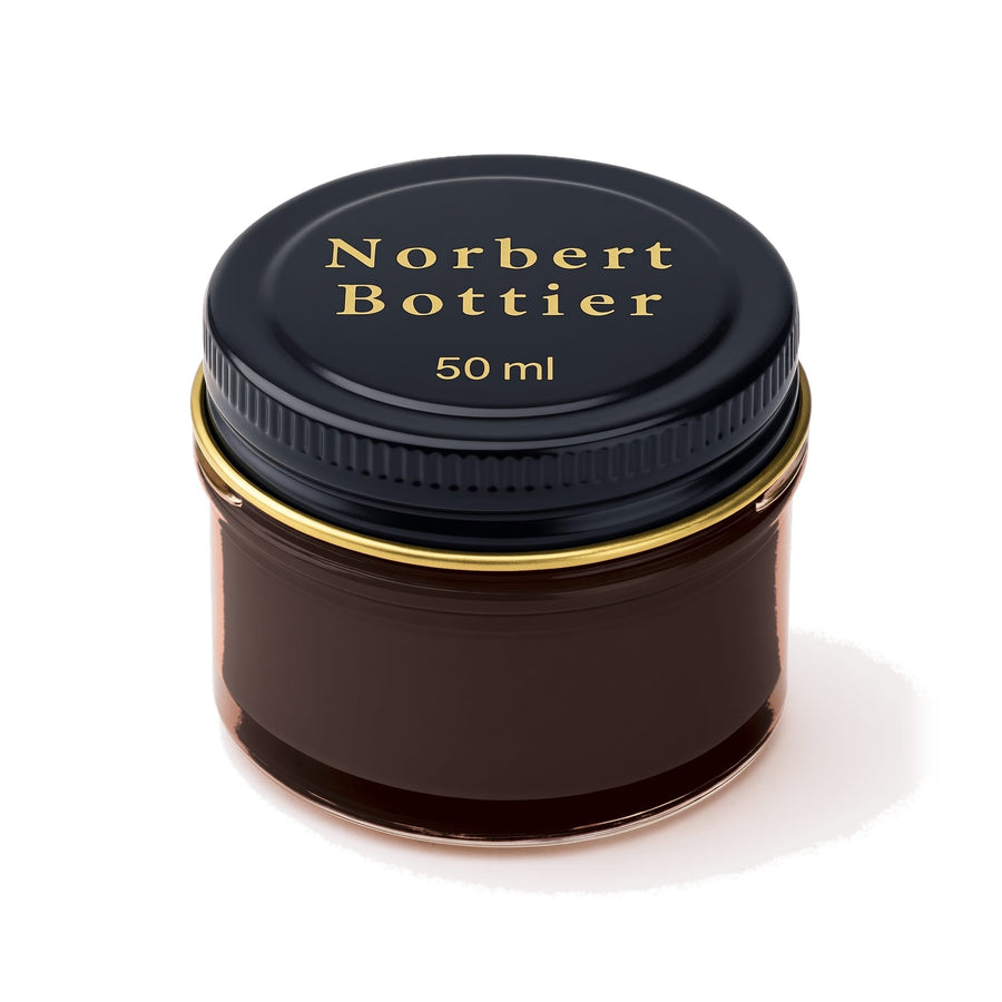 Crème de cirage marron foncé Norbert Bottier, pot en verre de 50 ml