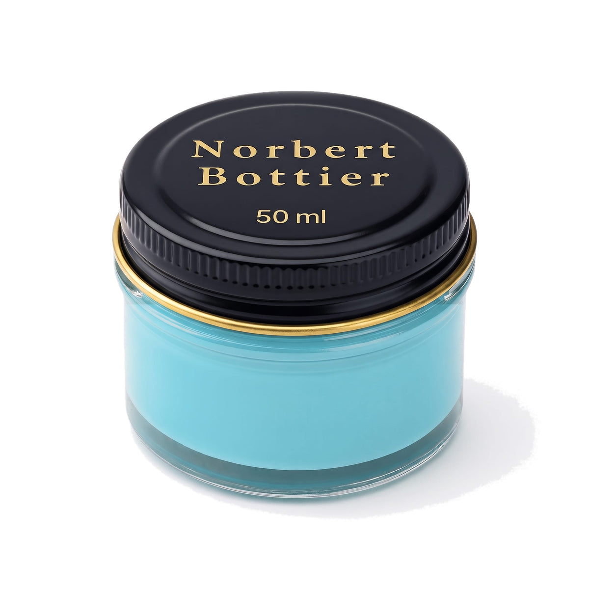 Crème de cirage turquoise Norbert Bottier, pot en verre de 50 ml