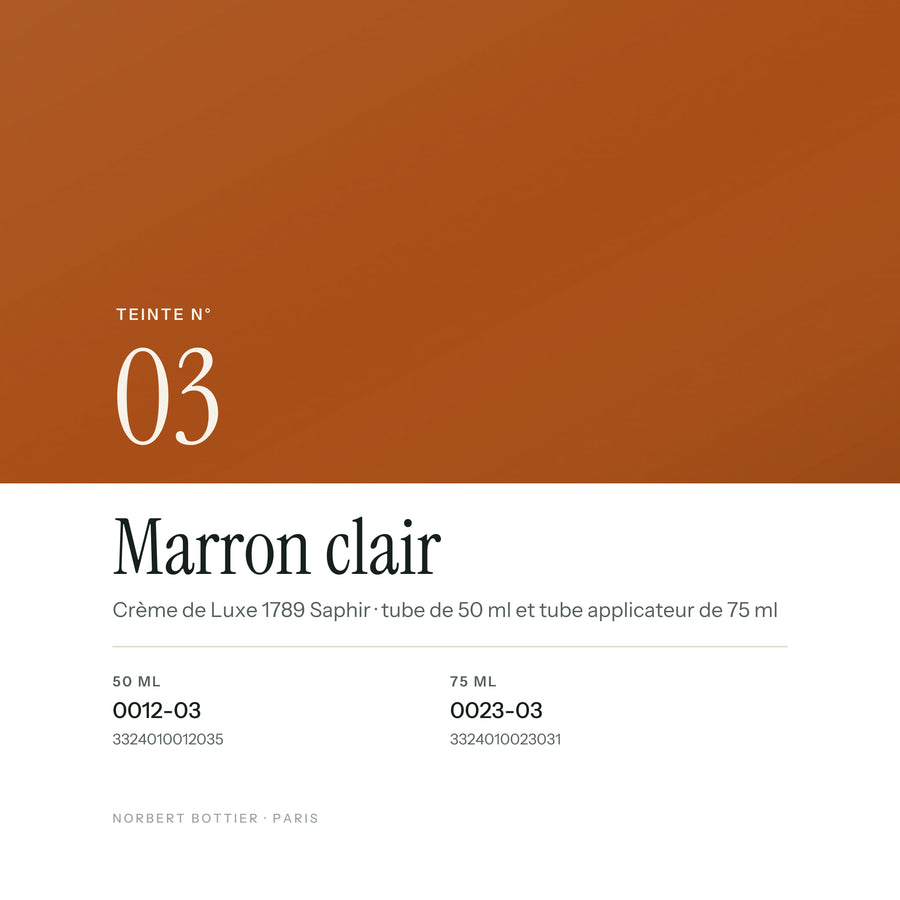 Teinte Marron clair n° 03 de la Crème de Luxe 1789 Saphir, réf. 0012-03 / 0023-03