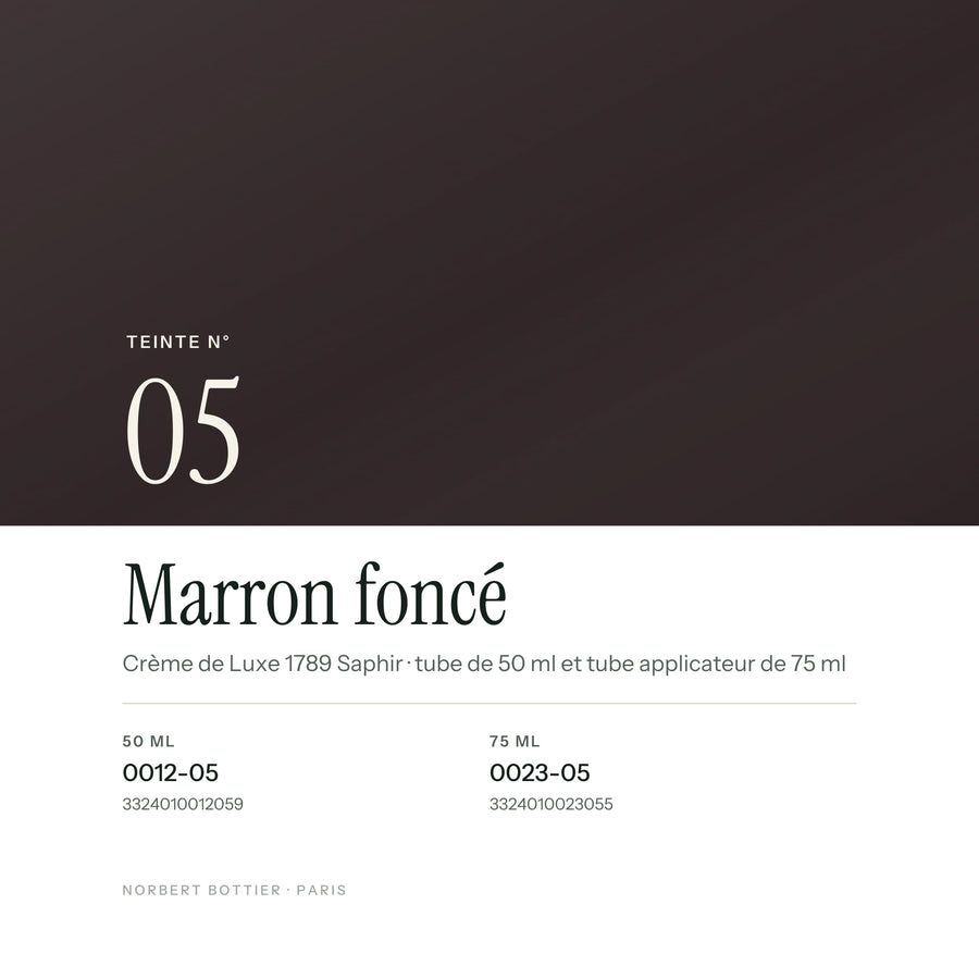 Teinte Marron foncé n° 05 de la Crème de Luxe 1789 Saphir, réf. 0012-05 / 0023-05