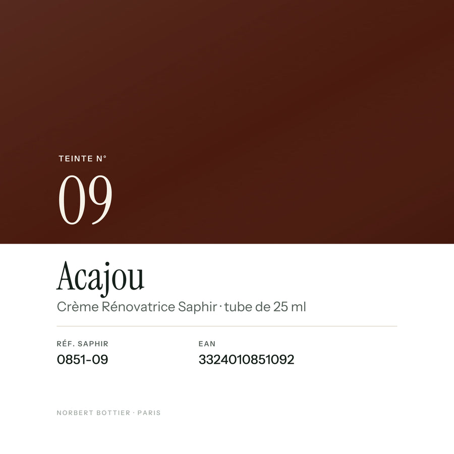 Teinte Acajou n° 09 de la Crème Rénovatrice Saphir, réf. 0851-09, EAN 3324010851092