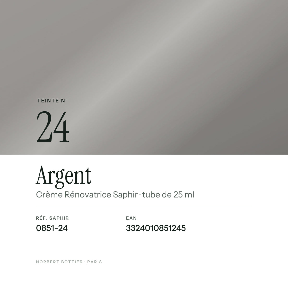 Teinte Argent n° 24 de la Crème Rénovatrice Saphir, réf. 0851-24, EAN 3324010851245