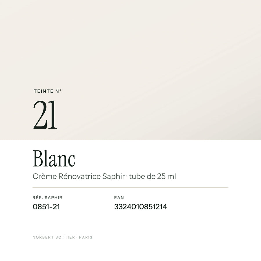 Teinte Blanc n° 21 de la Crème Rénovatrice Saphir, réf. 0851-21, EAN 3324010851214
