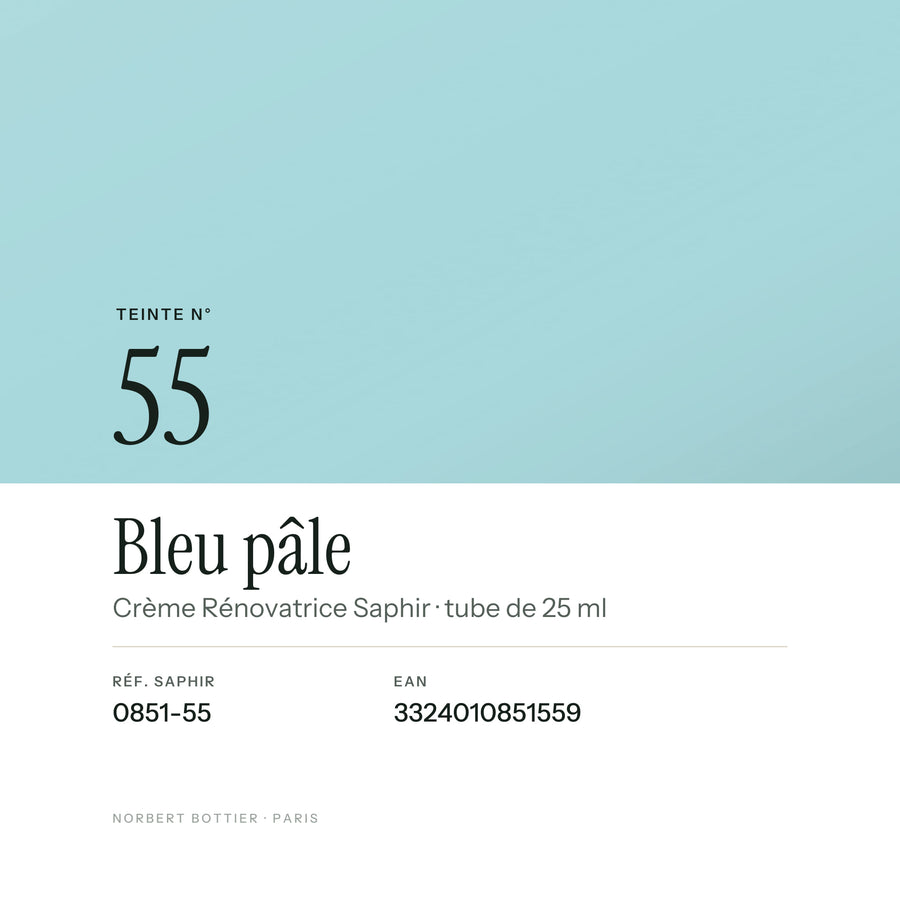 Teinte Bleu pâle n° 55 de la Crème Rénovatrice Saphir, réf. 0851-55, EAN 3324010851559