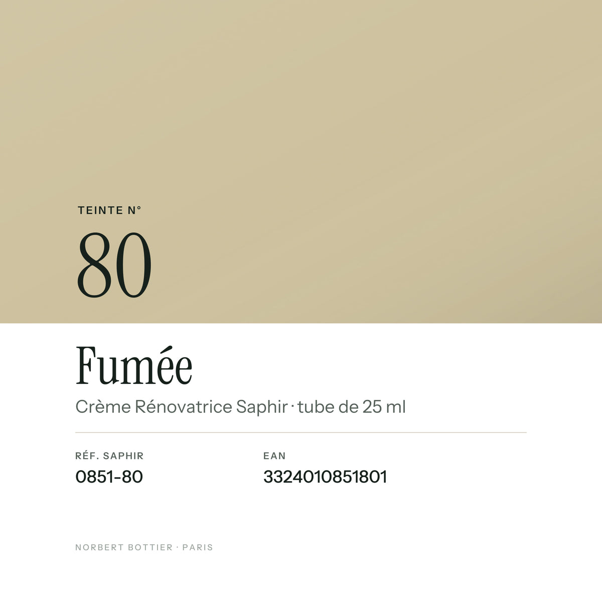 Teinte Fumée n° 80 de la Crème Rénovatrice Saphir, réf. 0851-80, EAN 3324010851801