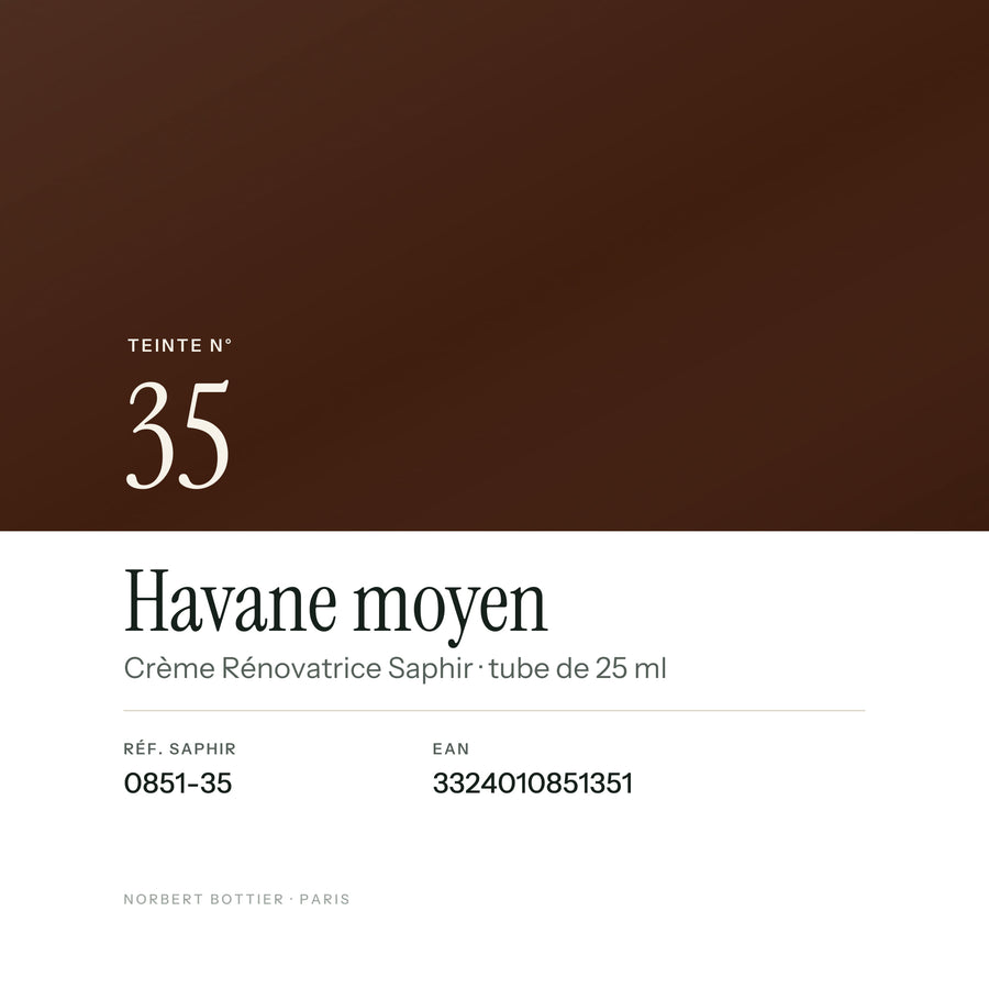 Teinte Havane moyen n° 35 de la Crème Rénovatrice Saphir, réf. 0851-35, EAN 3324010851351