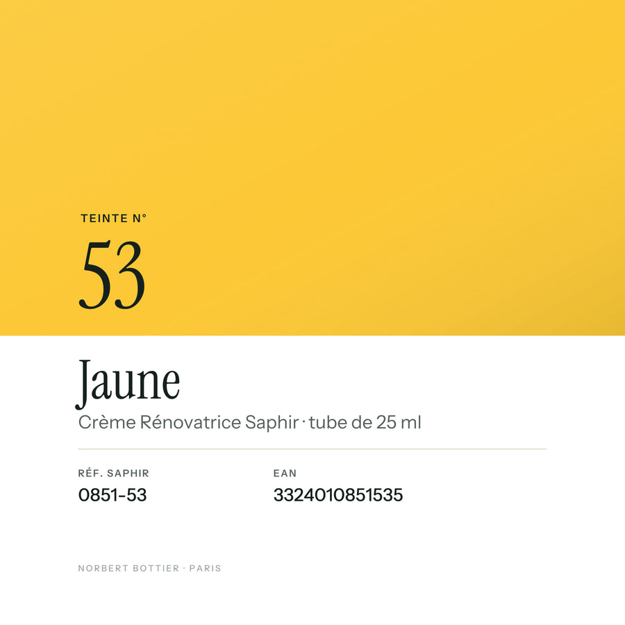 Teinte Jaune n° 53 de la Crème Rénovatrice Saphir, réf. 0851-53, EAN 3324010851535