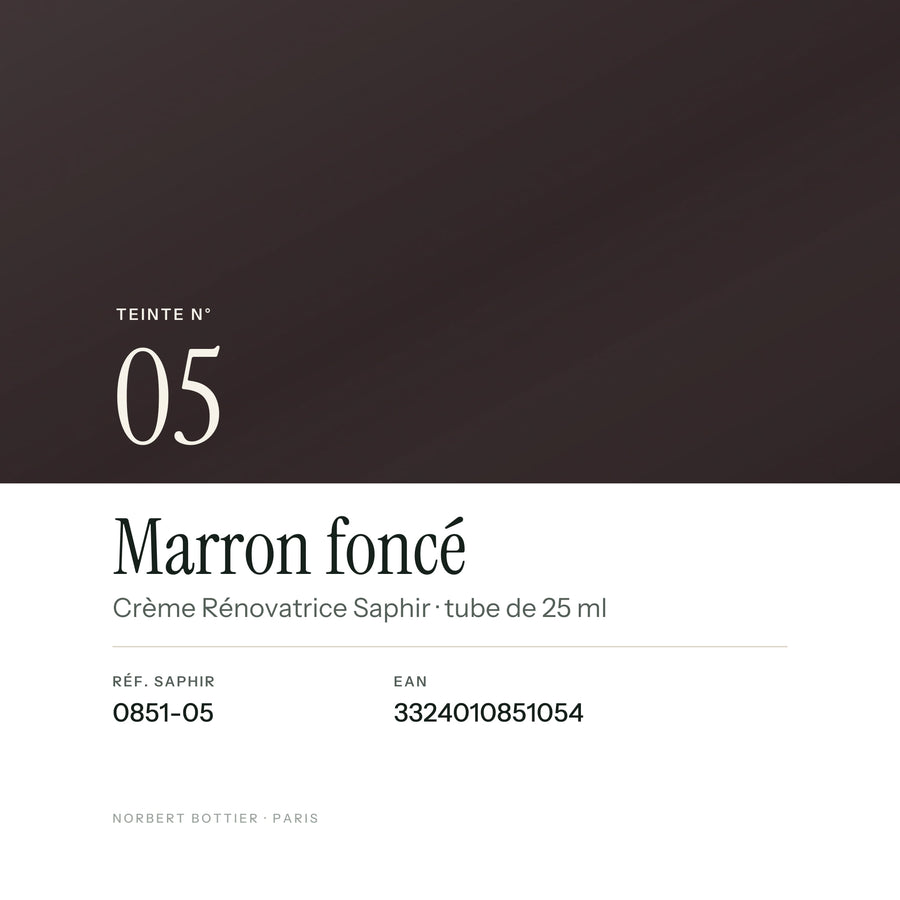 Teinte Marron foncé n° 05 de la Crème Rénovatrice Saphir, réf. 0851-05, EAN 3324010851054