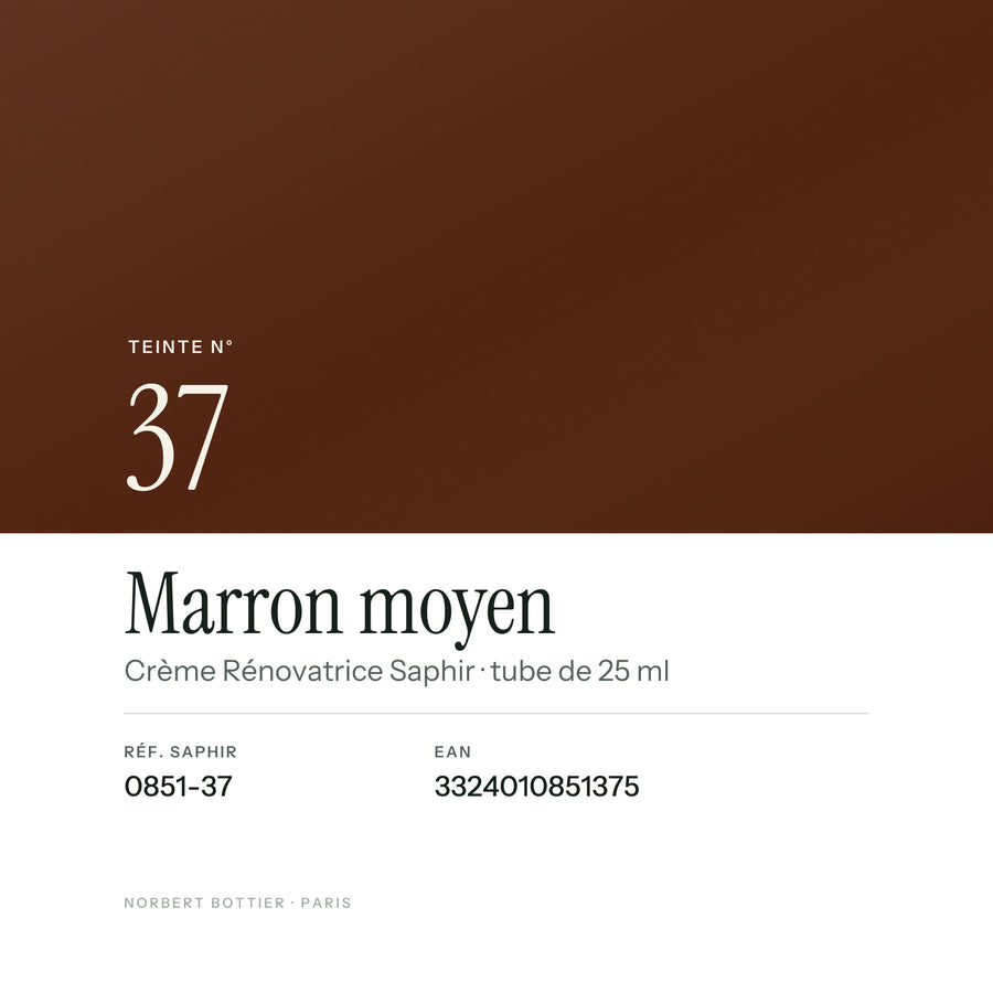 Teinte Marron moyen n° 37 de la Crème Rénovatrice Saphir, réf. 0851-37, EAN 3324010851375