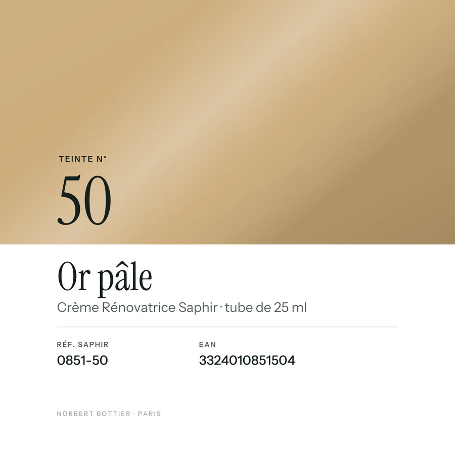 Teinte Or pâle n° 50 de la Crème Rénovatrice Saphir, réf. 0851-50, EAN 3324010851504