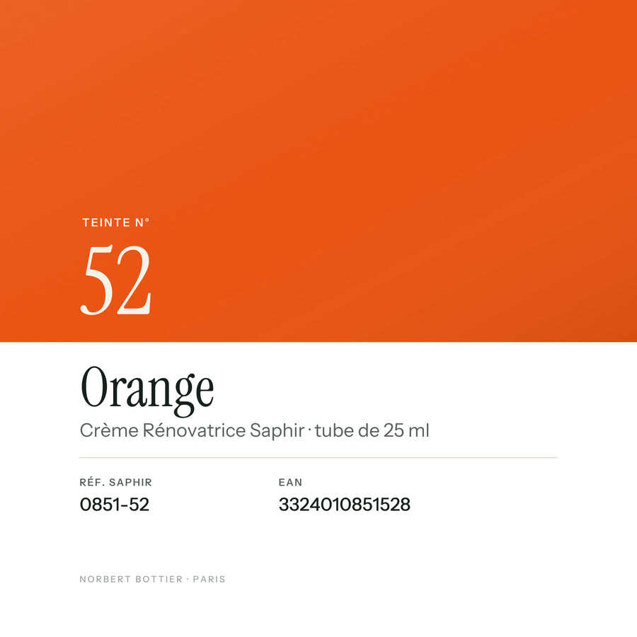 Teinte Orange n° 52 de la Crème Rénovatrice Saphir, réf. 0851-52, EAN 3324010851528