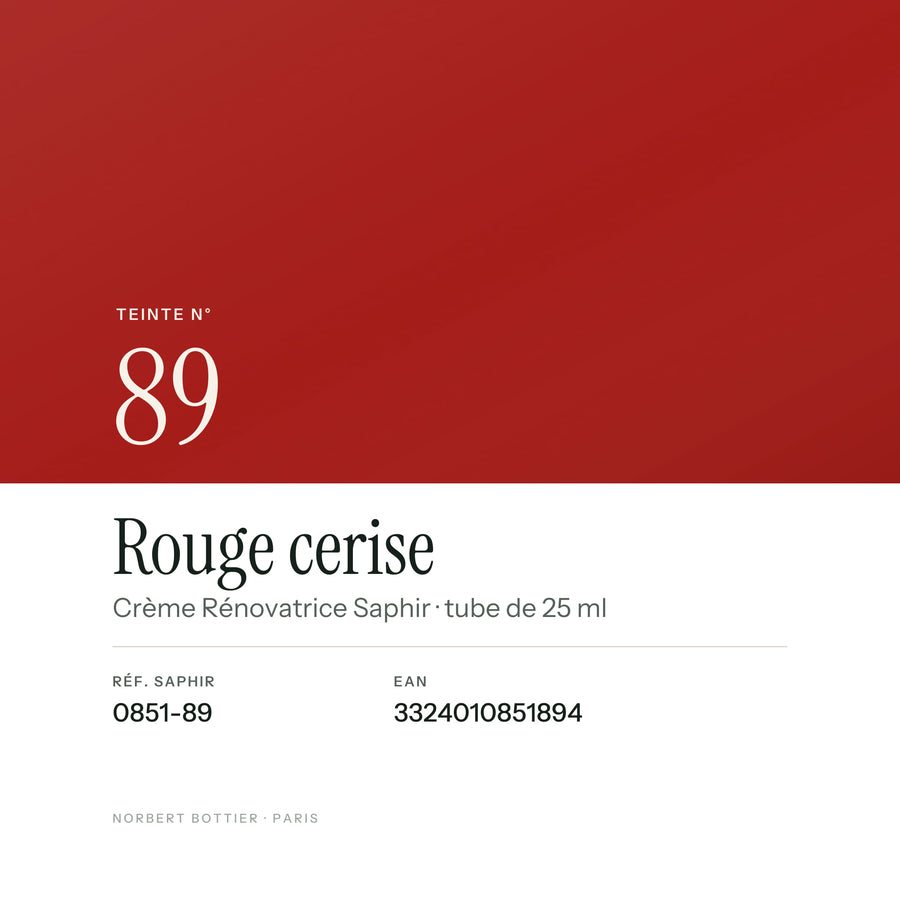 Teinte Rouge cerise n° 89 de la Crème Rénovatrice Saphir, réf. 0851-89, EAN 3324010851894