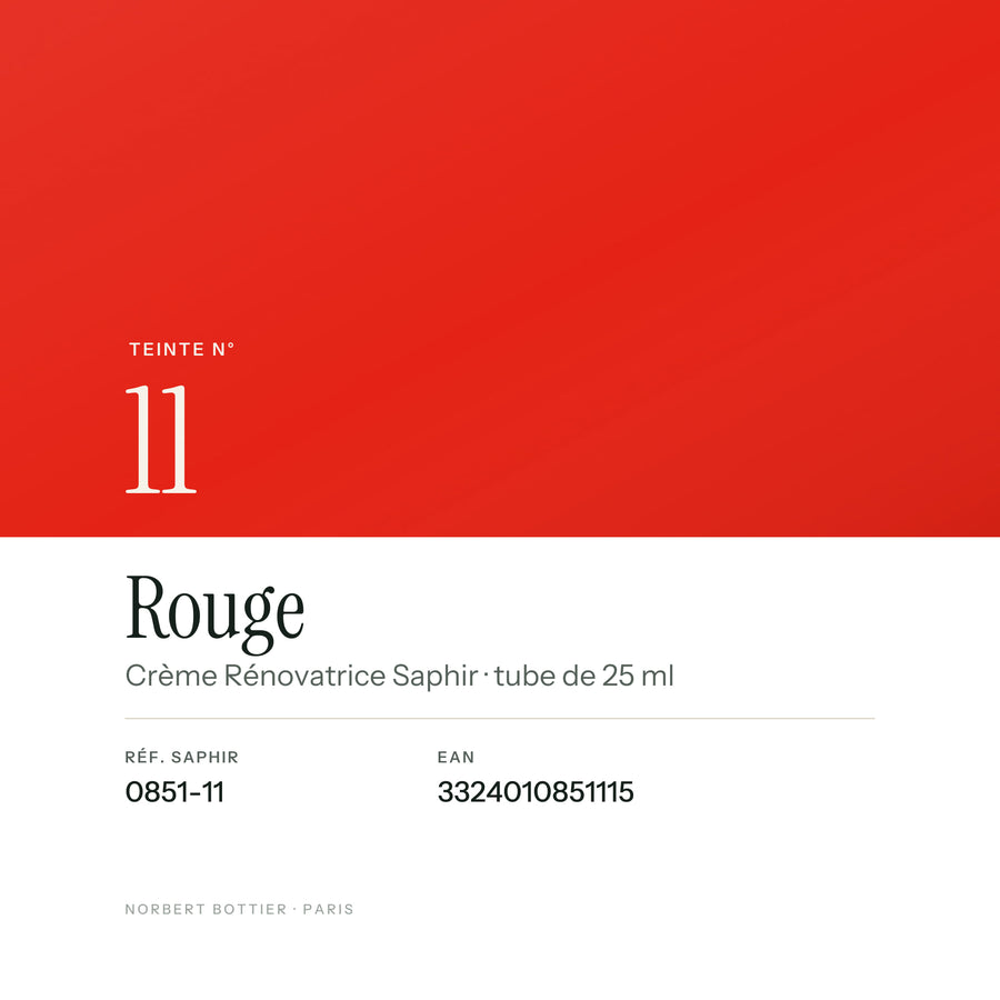 Teinte Rouge n° 11 de la Crème Rénovatrice Saphir, réf. 0851-11, EAN 3324010851115