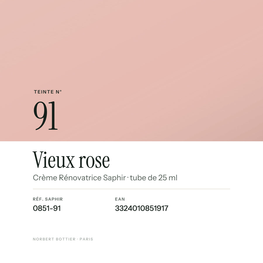 Teinte Vieux rose n° 91 de la Crème Rénovatrice Saphir, réf. 0851-91, EAN 3324010851917