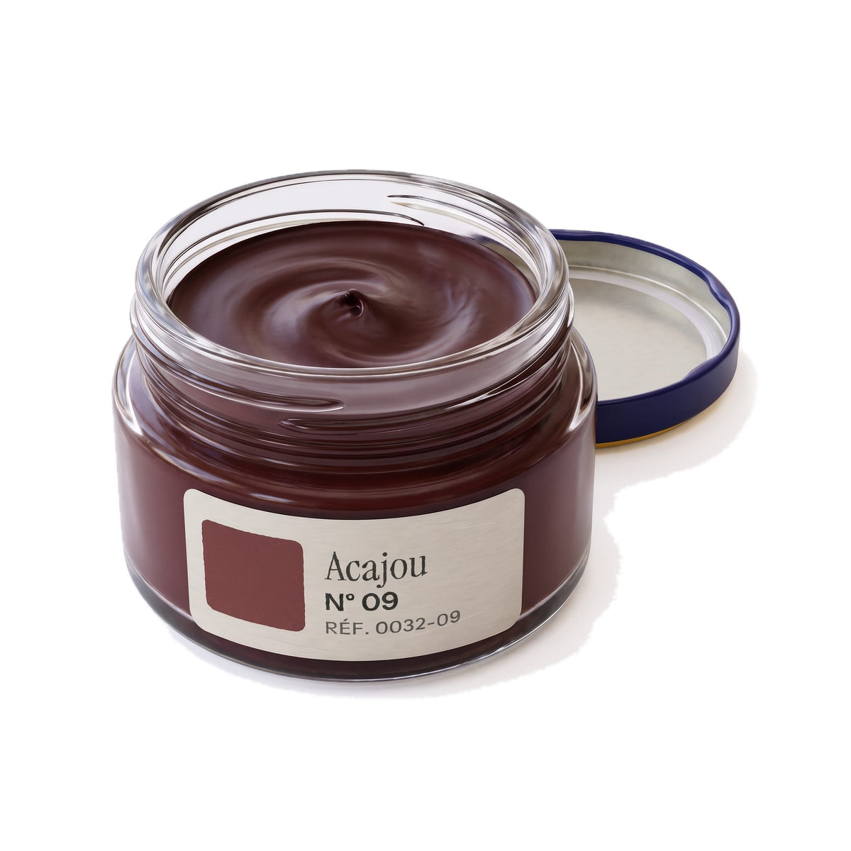 Crème Surfine Saphir Acajou, pot ouvert, crème visible