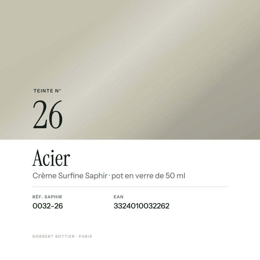 Teinte Acier n° 26 de la Crème Surfine Saphir, réf. 0032-26, EAN 3324010032262