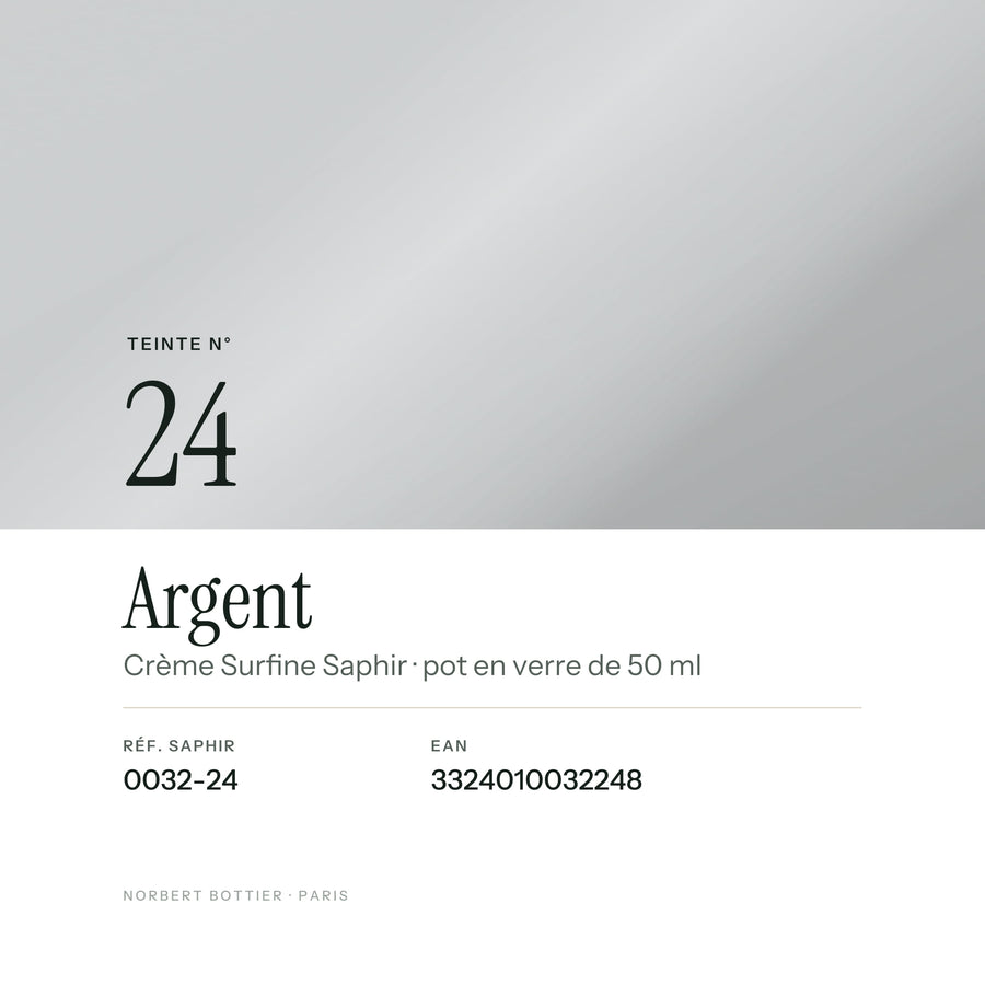 Teinte Argent n° 24 de la Crème Surfine Saphir, réf. 0032-24, EAN 3324010032248