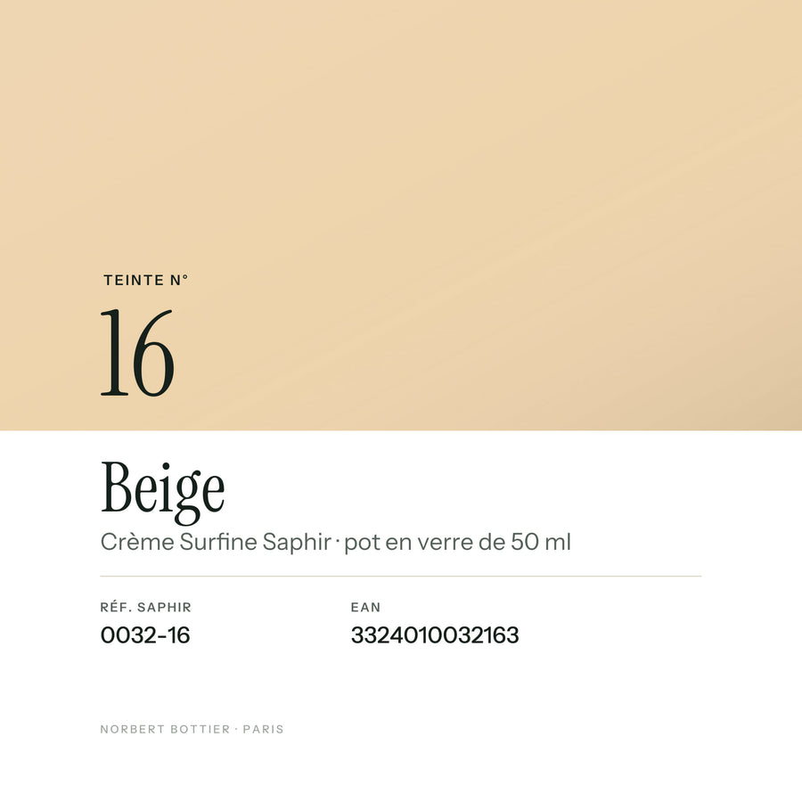 Teinte Beige n° 16 de la Crème Surfine Saphir, réf. 0032-16, EAN 3324010032163