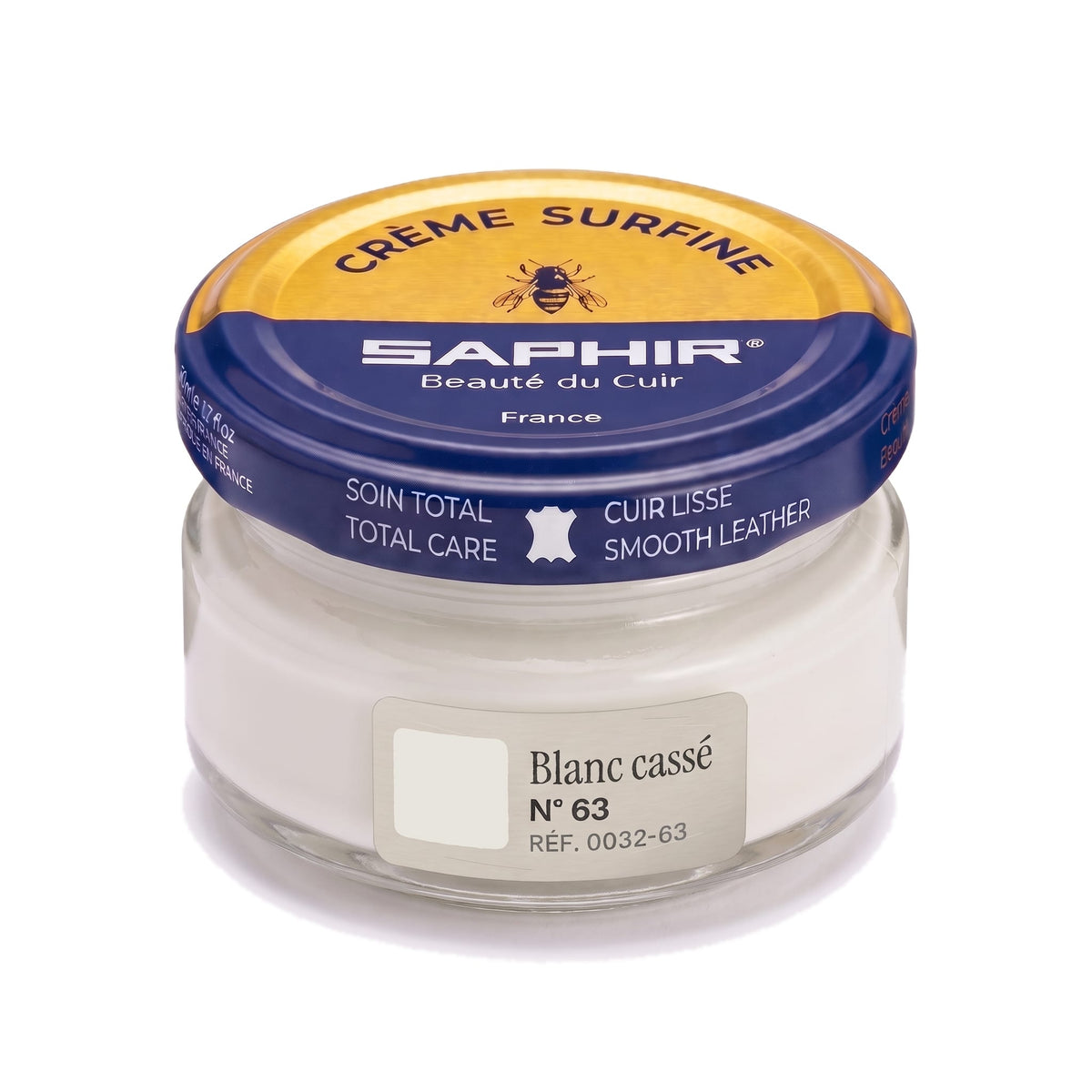 Crème Surfine Saphir Blanc cassé, pot en verre de 50 ml