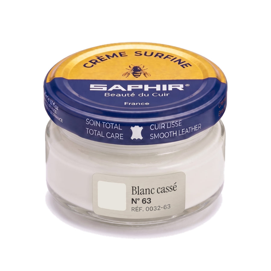 Crème Surfine Saphir Blanc cassé, pot en verre de 50 ml