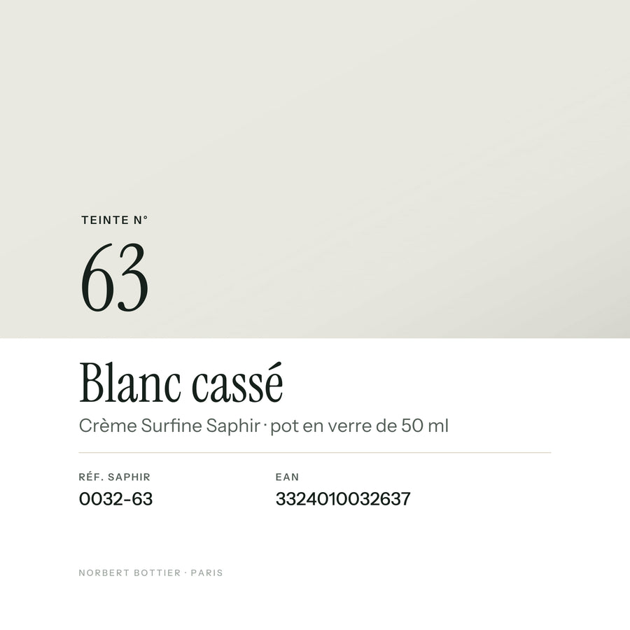 Teinte Blanc cassé n° 63 de la Crème Surfine Saphir, réf. 0032-63, EAN 3324010032637