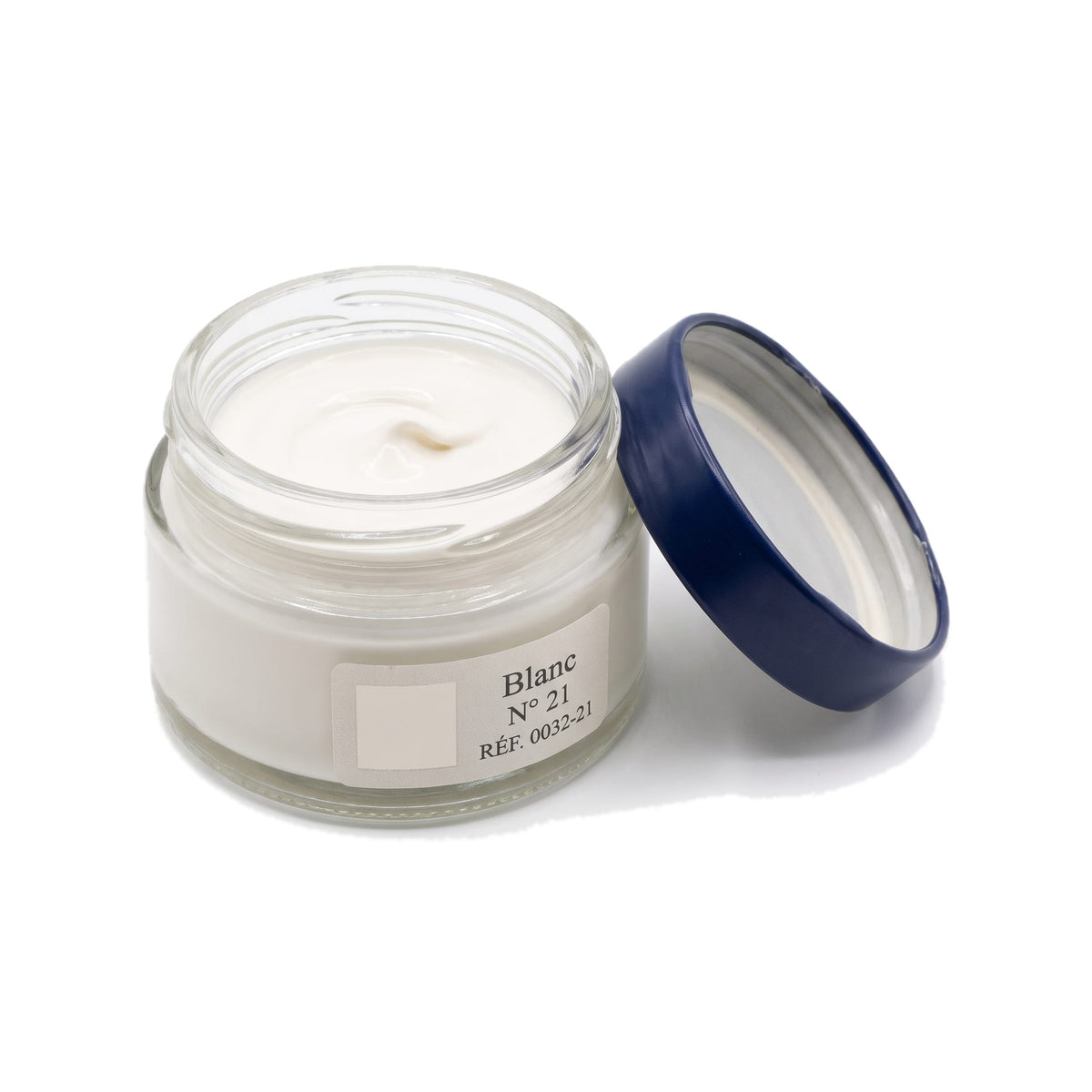 Crème Surfine Saphir Blanc, pot ouvert, crème visible