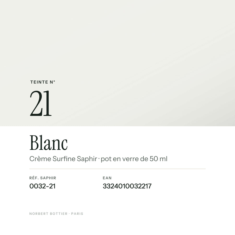 Teinte Blanc n° 21 de la Crème Surfine Saphir, réf. 0032-21, EAN 3324010032217