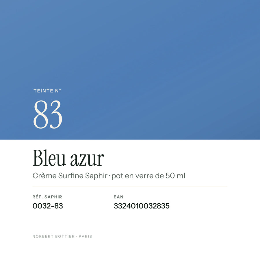 Teinte Bleu azur n° 83 de la Crème Surfine Saphir, réf. 0032-83, EAN 3324010032835