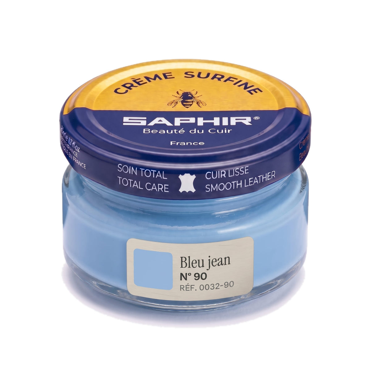 Crème Surfine Saphir Bleu jean, pot en verre de 50 ml