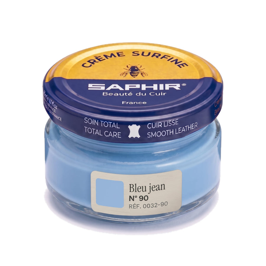 Crème Surfine Saphir Bleu jean, pot en verre de 50 ml