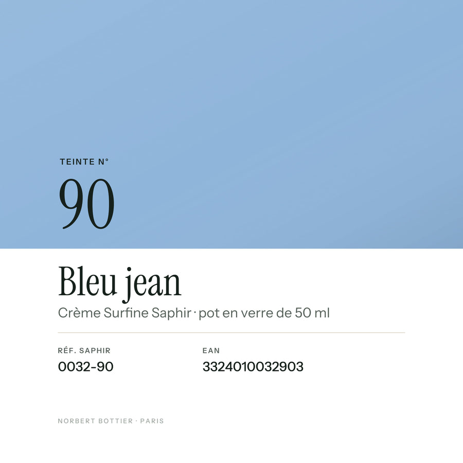 Teinte Bleu jean n° 90 de la Crème Surfine Saphir, réf. 0032-90, EAN 3324010032903