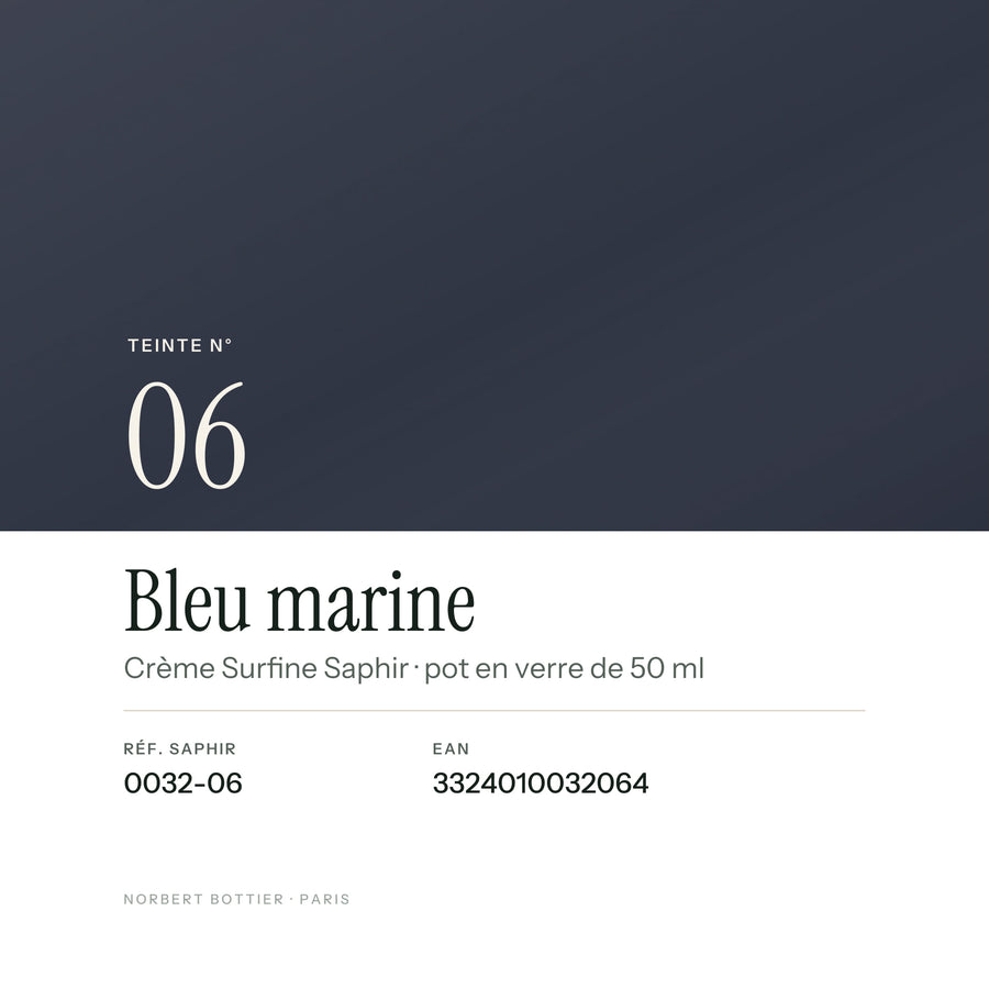 Teinte Bleu marine n° 06 de la Crème Surfine Saphir, réf. 0032-06, EAN 3324010032064