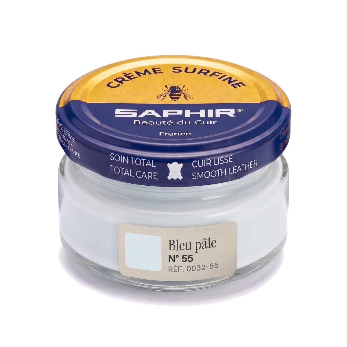 Crème Surfine Saphir Bleu pâle, pot en verre de 50 ml