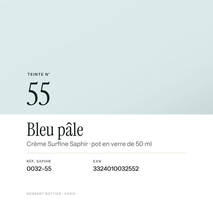 Teinte Bleu pâle n° 55 de la Crème Surfine Saphir, réf. 0032-55, EAN 3324010032552