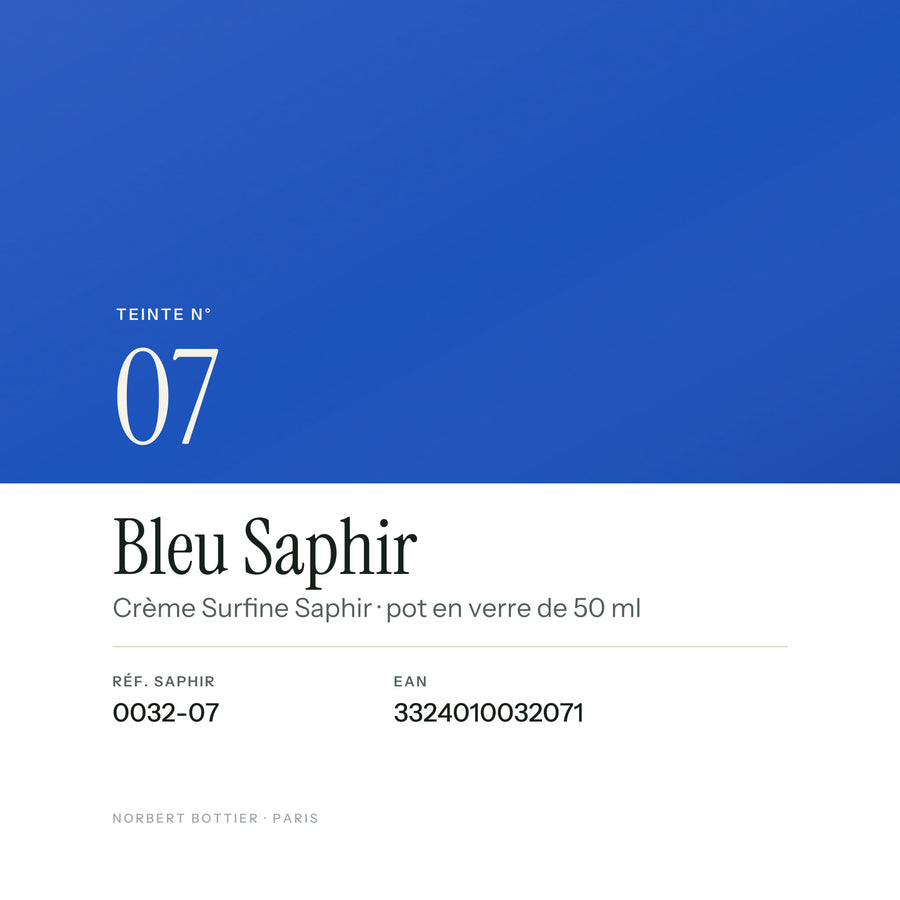 Teinte Bleu Saphir n° 07 de la Crème Surfine Saphir, réf. 0032-07, EAN 3324010032071