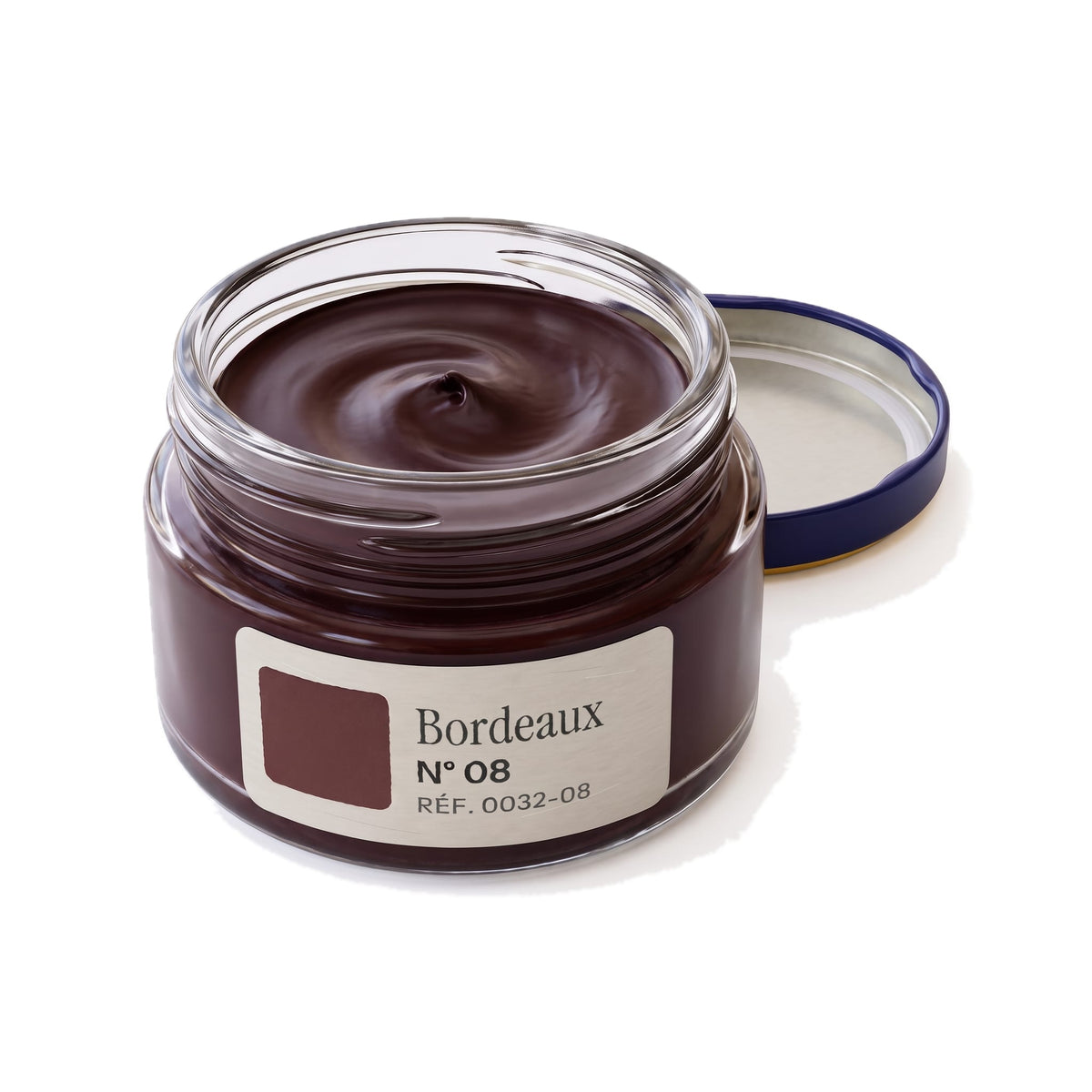 Crème Surfine Saphir Bordeaux, pot ouvert, crème visible
