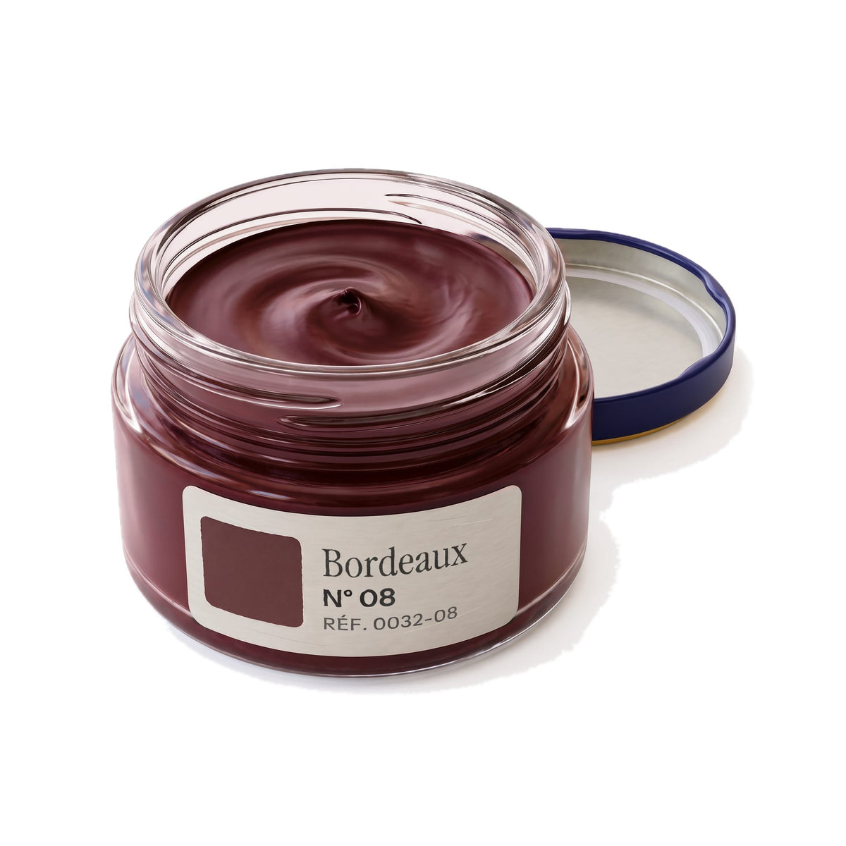 Crème Surfine Saphir Bordeaux, pot ouvert, crème visible