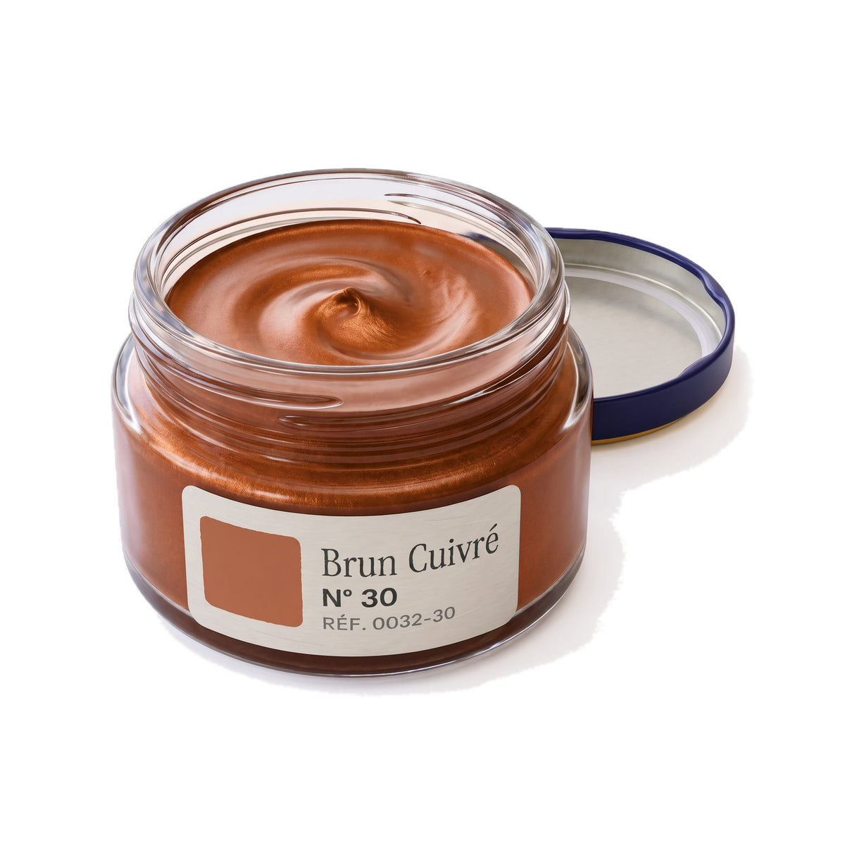 Crème Surfine Saphir Brun Cuivré, pot ouvert, crème visible