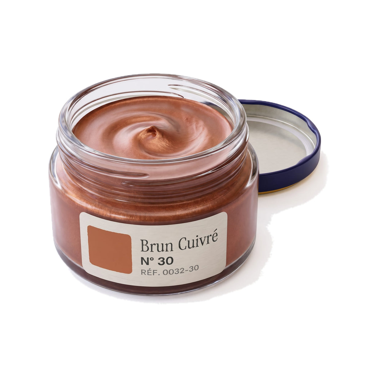 Crème Surfine Saphir Brun Cuivré, pot ouvert, crème visible
