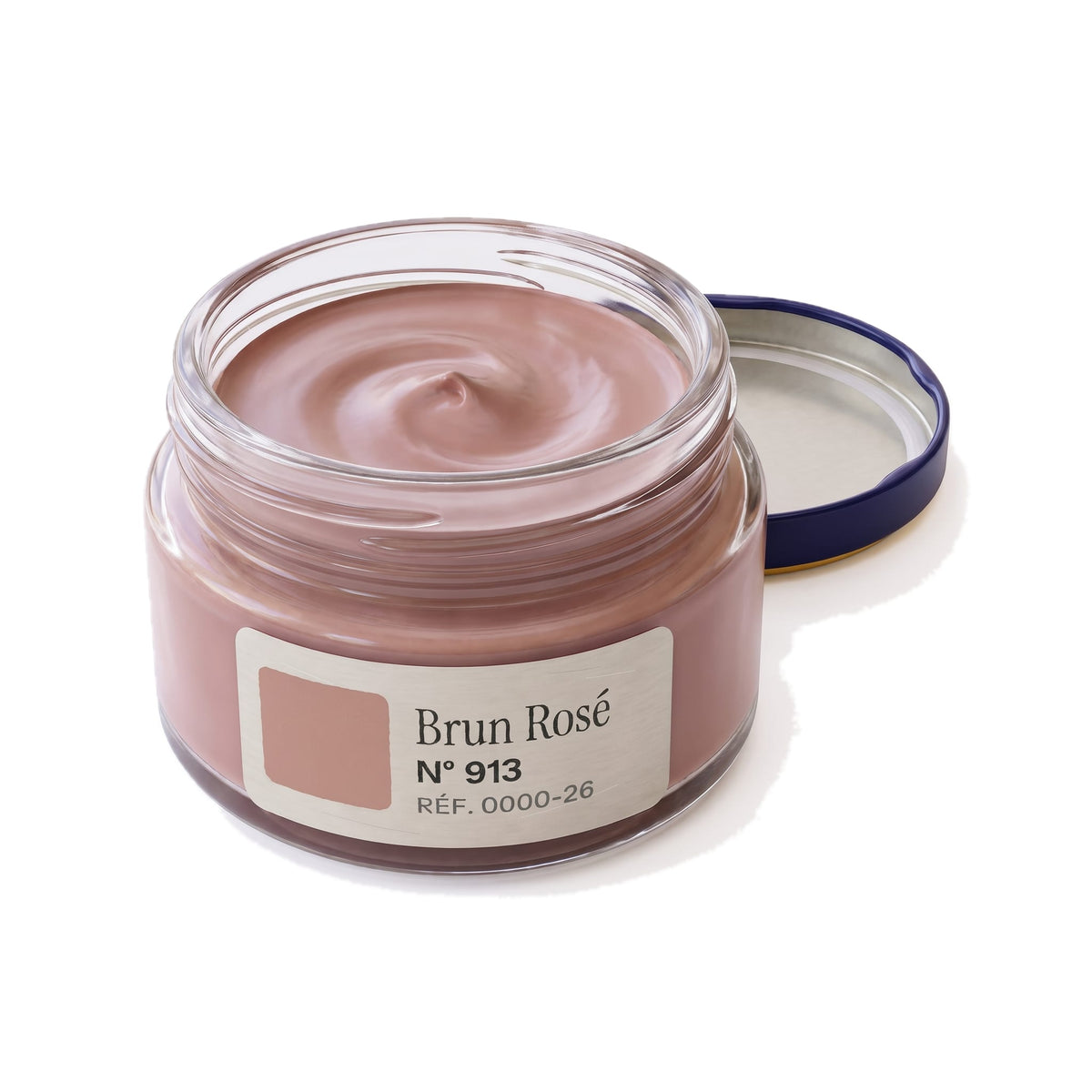 Crème Surfine Saphir Brun Rosé, pot ouvert, crème visible